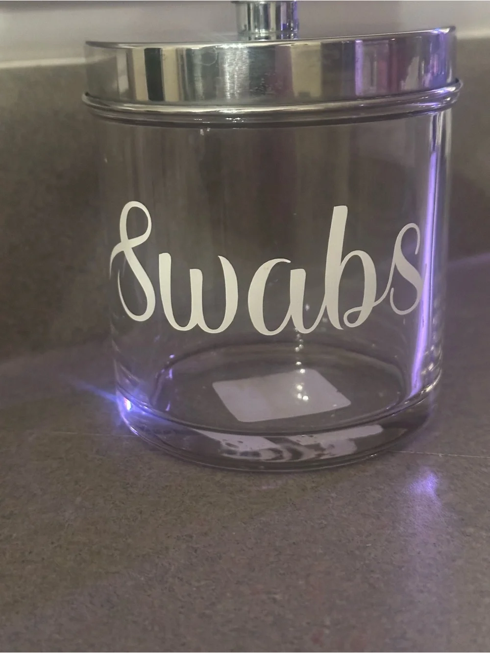 Clear Glass Swabs Jar with Silver Lid